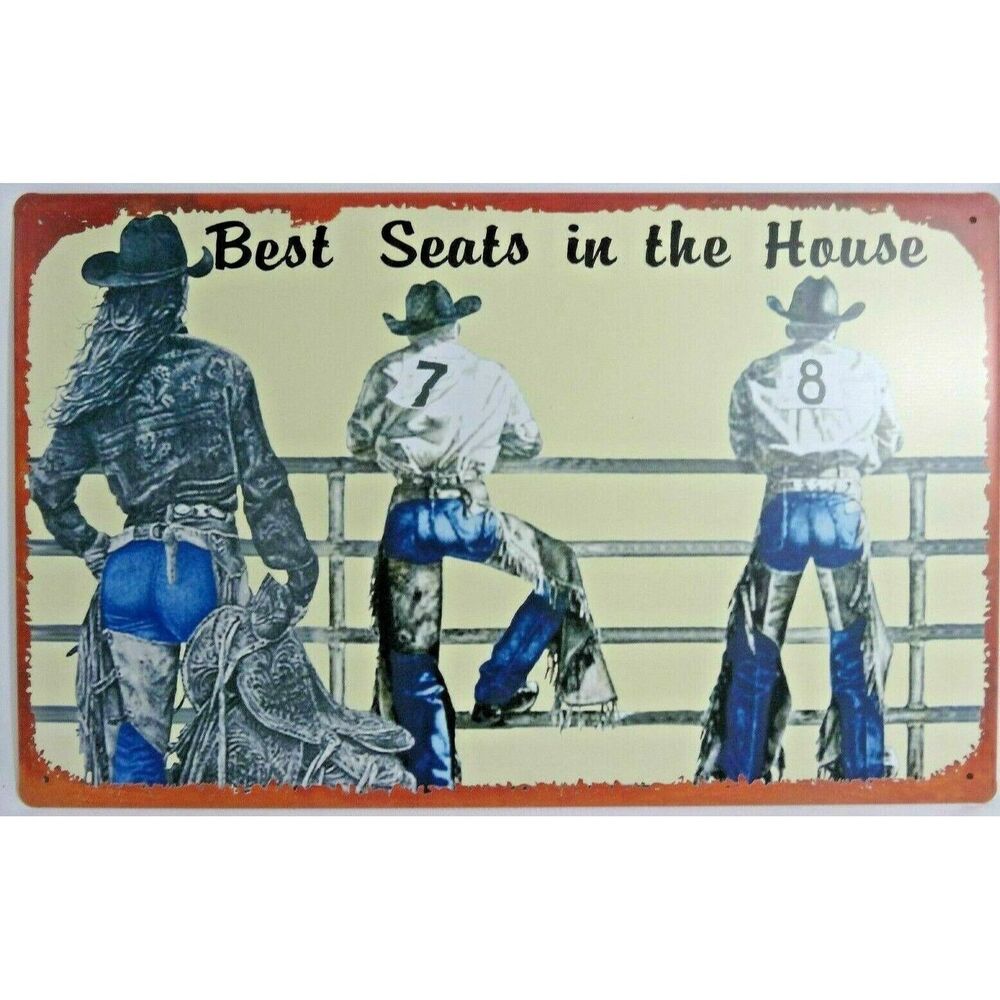 Rodeo Tin Sign Best Seats in the House Western Decor 16 x 10-inch Gift NEW